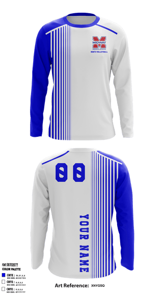 Long Sleeve Performance Shirt, Midway Middle School Volleyball, Men's Volleyball, Teamtime, Team time, sublimation, custom sports apparel, team uniforms, spirit wear, spiritwear, sports uniforms, custom shirts, team store, custom team store, fundraiser sports, apparel fundraiser