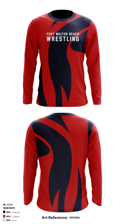 Fort Walton Beach Wrestling 72540900 Long Sleeve Performance Shirt - 1