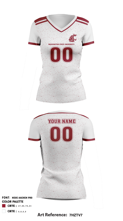 Washington State University Volleyball 5484408 Women's Short Sleeve V-neck Shirt - 3
