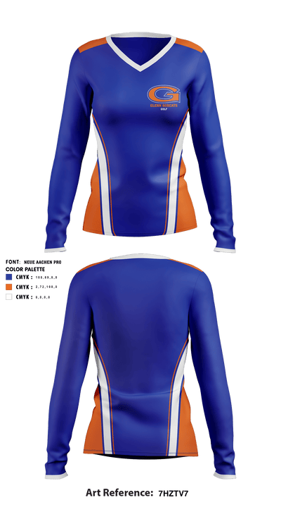 Robert B Glenn High School Golf 80901007 Women's Long Sleeve V-neck Shirt - 2