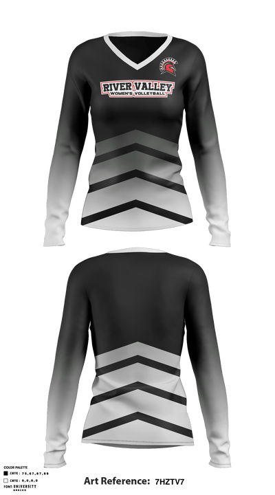 River Valley Middle School Volleyball 14447078 Women's Long Sleeve V-neck Shirt - 1