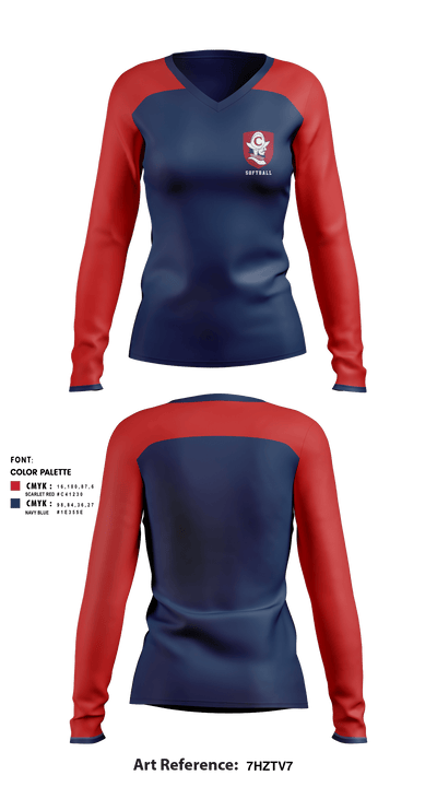 Coronado High School Softball 77038773 Women's Long Sleeve V-neck Shirt - 3