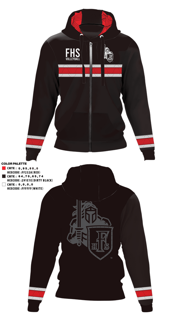 Zip Hoodie, Fairview HS Boys Volleyball, Men's Volleyball, Teamtime, Team time, sublimation, custom sports apparel, team uniforms, spirit wear, spiritwear, sports uniforms, custom shirts, team store, custom team store, fundraiser sports, apparel fundraiser
