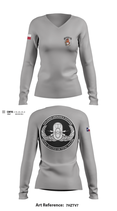 767 EOD 32922414 Women's Long Sleeve V-neck Shirt - 1