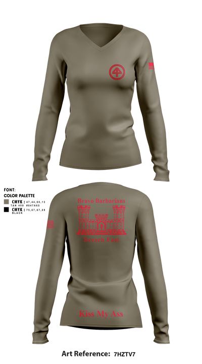B 104th 82799853 Women's Long Sleeve V-neck Shirt - 9