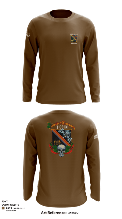 B CO 1-69th IN 22513555 Long Sleeve Performance Shirt - 6
