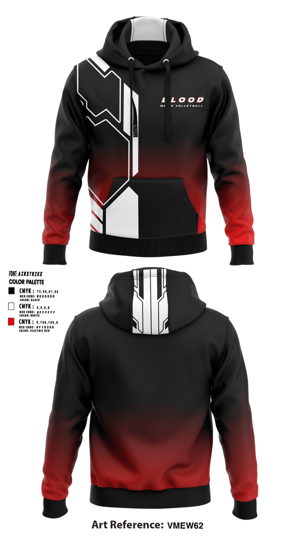 Hoodie, Blood, Men's Volleyball, Teamtime, Team time, sublimation, custom sports apparel, team uniforms, spirit wear, spiritwear, sports uniforms, custom shirts, team store, custom team store, fundraiser sports, apparel fundraiser