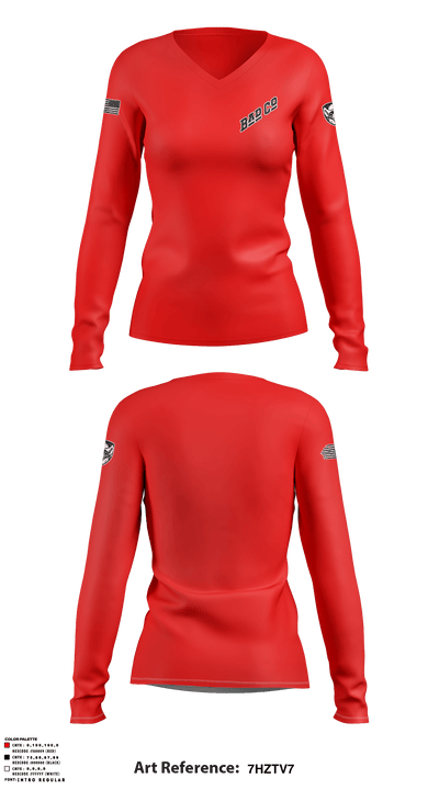 3BEB, Bad Co 50858334 Women's Long Sleeve V-neck Shirt - 1