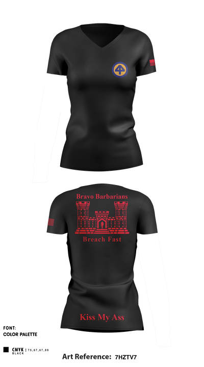 B 104th 82799853 Women's Short Sleeve V-neck Shirt - 5