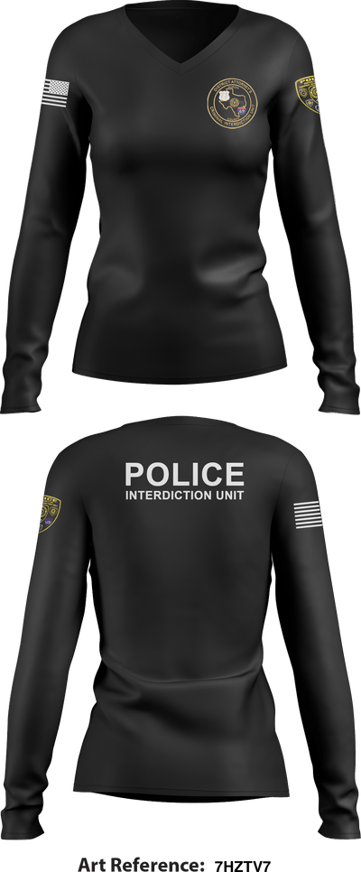 Nueces County District Attorney's Criminal Interdiction Unit 16542421 Women's Long Sleeve V-neck Shirt - 2