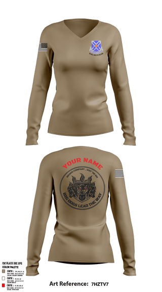 Women's Long Sleeve Vneck Shirt, , Army, Teamtime, Team time, sublimation, custom sports apparel, team uniforms, spirit wear, spiritwear, sports uniforms, custom shirts, team store, custom team store, fundraiser sports, apparel fundraiser