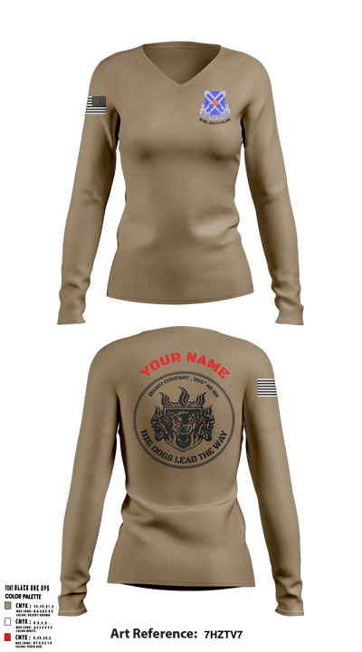 Bravo, 305th MI BN 32687381 Women's Long Sleeve V-neck Shirt - 5