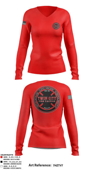 Women's Long Sleeve Vneck Shirt, , Fire Department, Teamtime, Team time, sublimation, custom sports apparel, team uniforms, spirit wear, spiritwear, sports uniforms, custom shirts, team store, custom team store, fundraiser sports, apparel fundraiser