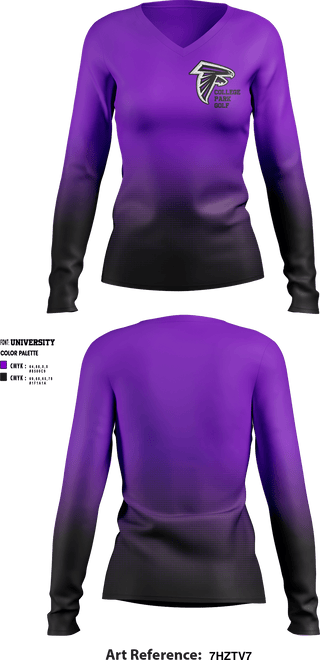 Women's Long Sleeve Vneck Shirt, College Park High School Golf, Golf, Teamtime, Team time, sublimation, custom sports apparel, team uniforms, spirit wear, spiritwear, sports uniforms, custom shirts, team store, custom team store, fundraiser sports, apparel fundraiser