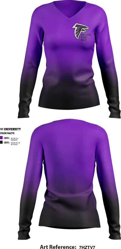 College Park High School Golf 96711215 Women's Long Sleeve V-neck Shirt - 1