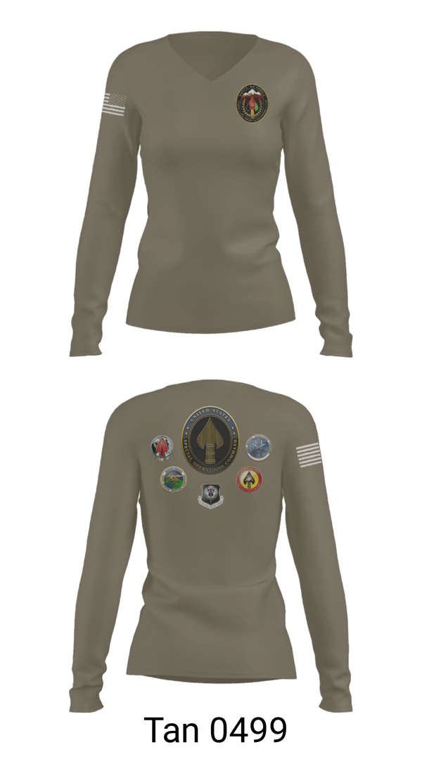 Women's Long Sleeve Vneck Shirt, , Army, Teamtime, Team time, sublimation, custom sports apparel, team uniforms, spirit wear, spiritwear, sports uniforms, custom shirts, team store, custom team store, fundraiser sports, apparel fundraiser