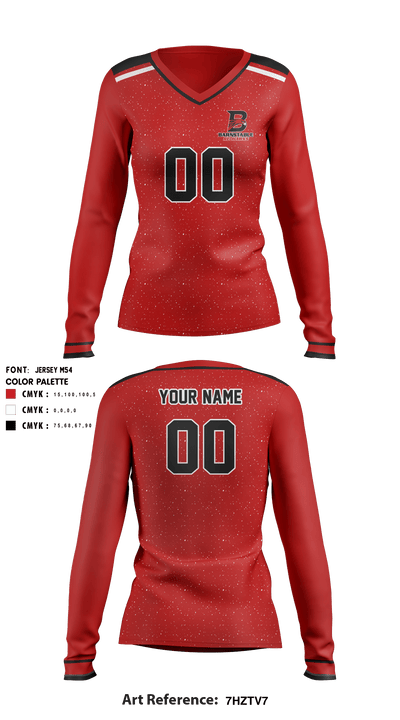 Barnstable High School Women's Volleyball 90691176 Women's Long Sleeve V-neck Shirt - 1