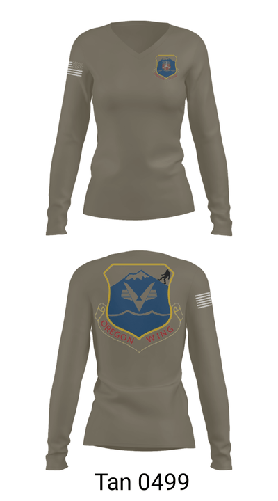 Oregon Wing CAP 9420662 Women's Long Sleeve V-neck Shirt - 41