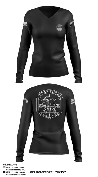 Women's Long Sleeve Vneck Shirt, , Air Force, Teamtime, Team time, sublimation, custom sports apparel, team uniforms, spirit wear, spiritwear, sports uniforms, custom shirts, team store, custom team store, fundraiser sports, apparel fundraiser