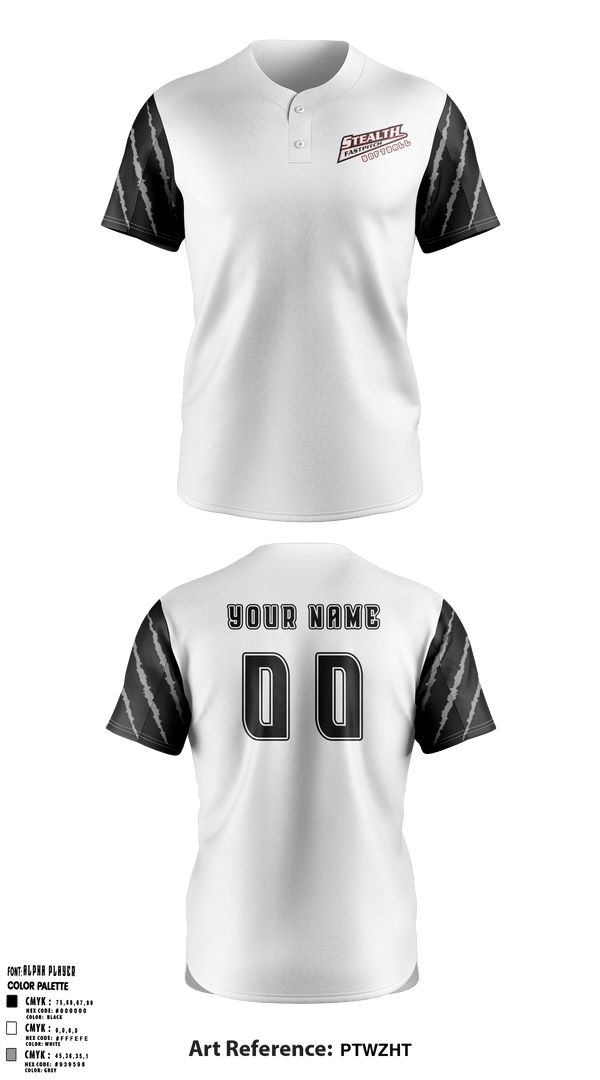 Two Button Softball Jersey, Stealth Softball Org, Softball, Teamtime, Team time, sublimation, custom sports apparel, team uniforms, spirit wear, spiritwear, sports uniforms, custom shirts, team store, custom team store, fundraiser sports, apparel fundraiser