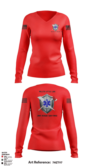 Women's Long Sleeve Vneck Shirt, Willits Little Lake JRTF, Police, Teamtime, Team time, sublimation, custom sports apparel, team uniforms, spirit wear, spiritwear, sports uniforms, custom shirts, team store, custom team store, fundraiser sports, apparel fundraiser