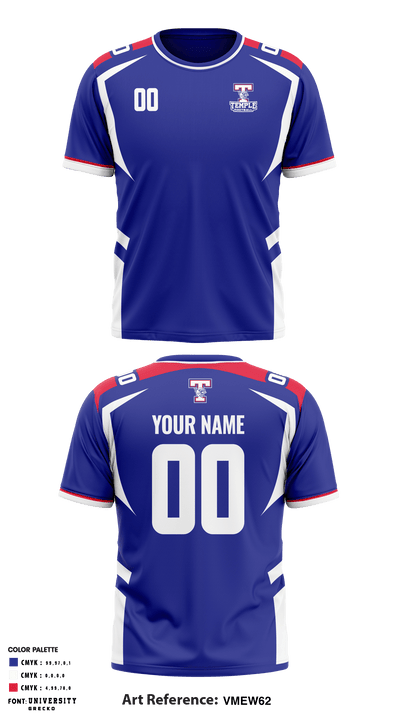 Temple High School Football 12599133 Short Sleeve Performance Shirt - 1