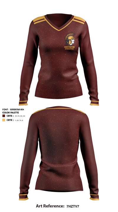 Chesterton High School Gymnastics 53300564 Women's Long Sleeve V-neck Shirt - 1