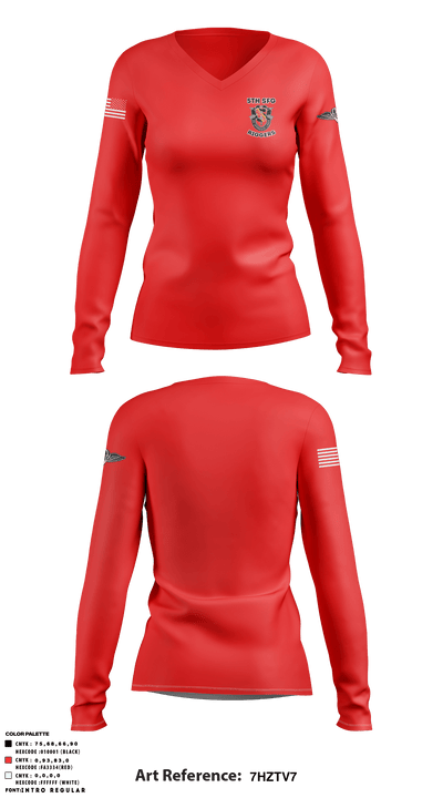 5th SFG Riggers 10164635 71640563 Women's Long Sleeve V-neck Shirt - 5