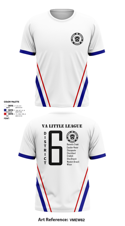 Virginia District 6 Little League 48393009 Short Sleeve Performance Shirt - 1