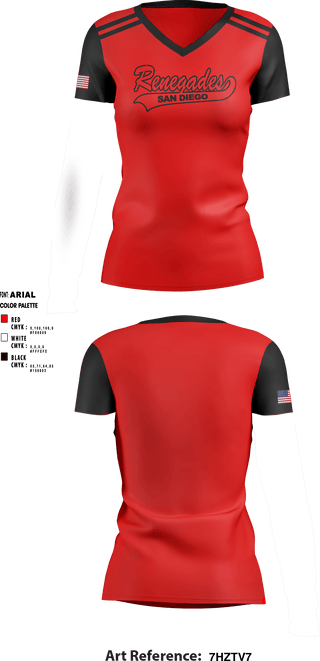 Women's Short Sleeve Vneck Shirt, San Diego Renegades, Spirit Store, Teamtime, Team time, sublimation, custom sports apparel, team uniforms, spirit wear, spiritwear, sports uniforms, custom shirts, team store, custom team store, fundraiser sports, apparel fundraiser