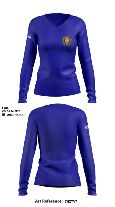 San Bernardino County Probation 39950510 Women's Long Sleeve V-neck Shirt - 1