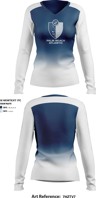 Women's Long Sleeve Vneck Shirt, Palm Beach Atlantic University Golf, Golf, Teamtime, Team time, sublimation, custom sports apparel, team uniforms, spirit wear, spiritwear, sports uniforms, custom shirts, team store, custom team store, fundraiser sports, apparel fundraiser