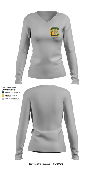 Women's Long Sleeve Vneck Shirt, Conway High School Football, Football, Teamtime, Team time, sublimation, custom sports apparel, team uniforms, spirit wear, spiritwear, sports uniforms, custom shirts, team store, custom team store, fundraiser sports, apparel fundraiser