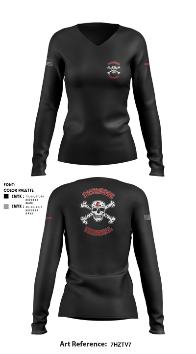 Eastbrook Football 7240333 Women's Long Sleeve V-neck Shirt - 3