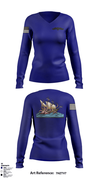 Women's Long Sleeve Vneck Shirt, , Navy, Teamtime, Team time, sublimation, custom sports apparel, team uniforms, spirit wear, spiritwear, sports uniforms, custom shirts, team store, custom team store, fundraiser sports, apparel fundraiser