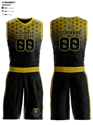 Basketball Uniform, Colony High School Basketball, Women's Basketball, Teamtime, Team time, sublimation, custom sports apparel, team uniforms, spirit wear, spiritwear, sports uniforms, custom shirts, team store, custom team store, fundraiser sports, apparel fundraiser