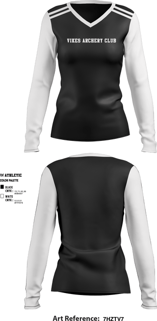 Women's Long Sleeve Vneck Shirt, Vikes Archery Club, Spirit Store, Teamtime, Team time, sublimation, custom sports apparel, team uniforms, spirit wear, spiritwear, sports uniforms, custom shirts, team store, custom team store, fundraiser sports, apparel fundraiser