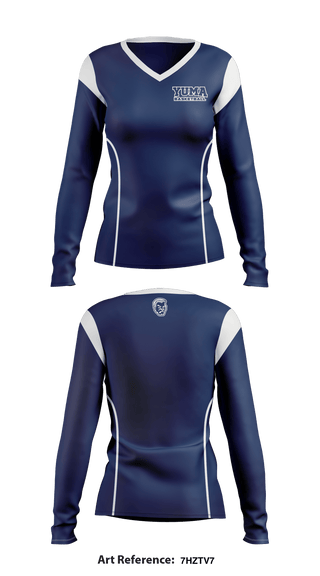 Women's Long Sleeve Vneck Shirt, Yuma High School Basketball, Men's Basketball, Teamtime, Team time, sublimation, custom sports apparel, team uniforms, spirit wear, spiritwear, sports uniforms, custom shirts, team store, custom team store, fundraiser sports, apparel fundraiser