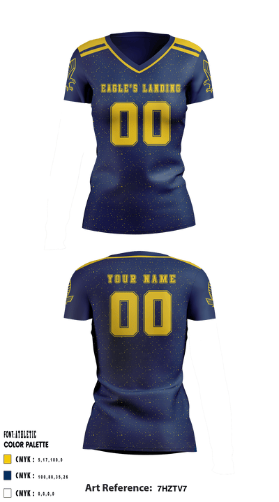 Eagle's Landing High School Women's Volleyball 18232717 Women's Short Sleeve V-neck Shirt - 1