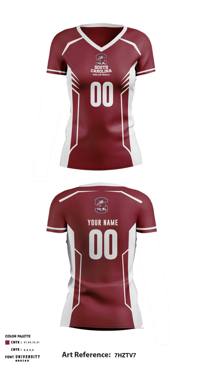 South Carolina State University Volleyball 8735452 Women's Short Sleeve V-neck Shirt - 2