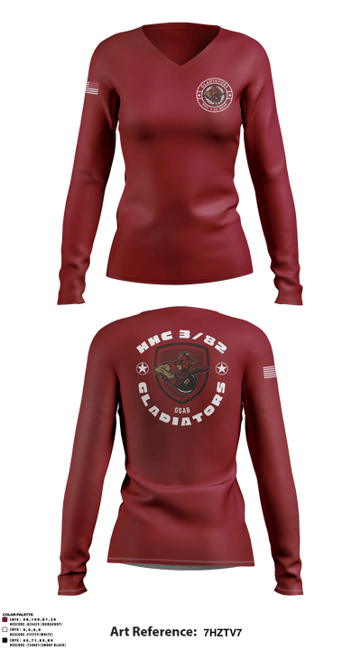 HHC 3-82 GSAB 55821489 Women's Long Sleeve V-neck Shirt - 1