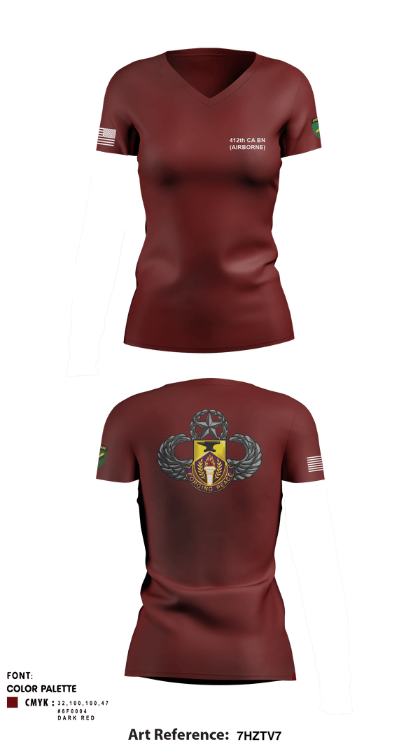Women's Short Sleeve Vneck Shirt, 412TH CA BN, , Teamtime, Team time, sublimation, custom sports apparel, team uniforms, spirit wear, spiritwear, sports uniforms, custom shirts, team store, custom team store, fundraiser sports, apparel fundraiser