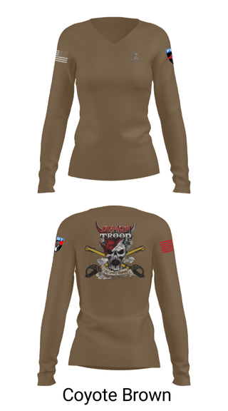 Women's Long Sleeve Vneck Shirt, , Army, Teamtime, Team time, sublimation, custom sports apparel, team uniforms, spirit wear, spiritwear, sports uniforms, custom shirts, team store, custom team store, fundraiser sports, apparel fundraiser