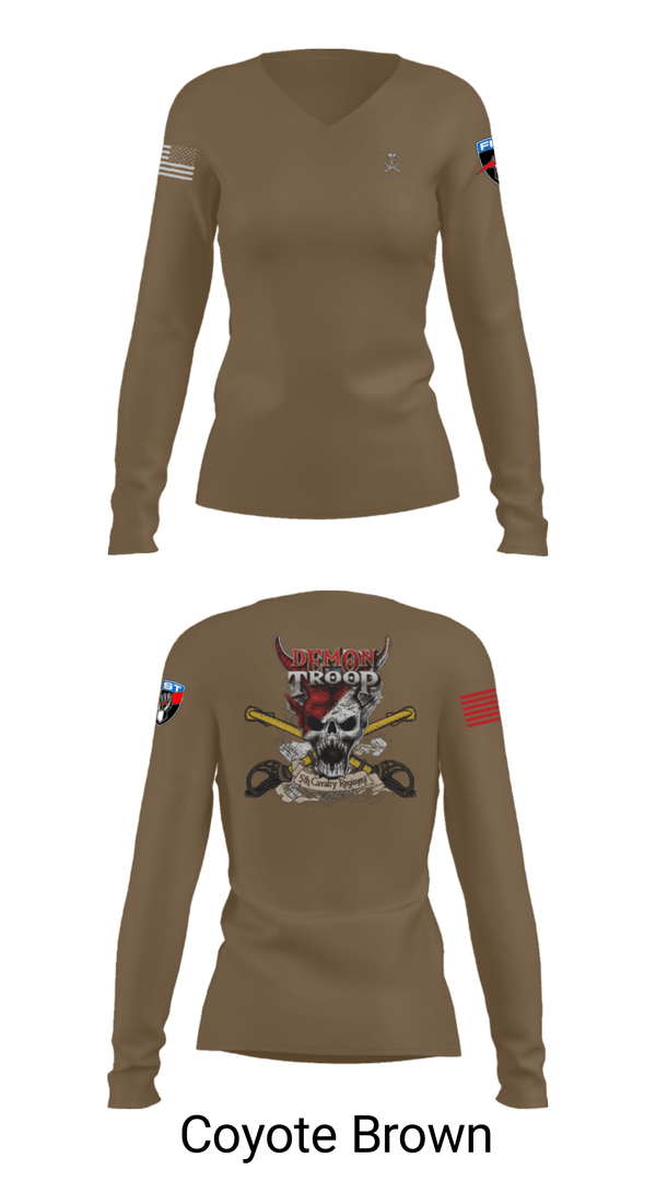 Women's Long Sleeve Vneck Shirt, , Army, Teamtime, Team time, sublimation, custom sports apparel, team uniforms, spirit wear, spiritwear, sports uniforms, custom shirts, team store, custom team store, fundraiser sports, apparel fundraiser