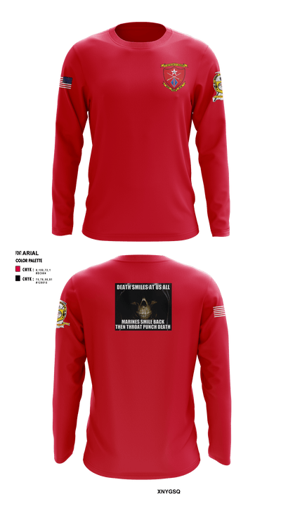 1st Battalion 5th Marines , Grim Reapers 61924302 Long Sleeve Performance Shirt - 3