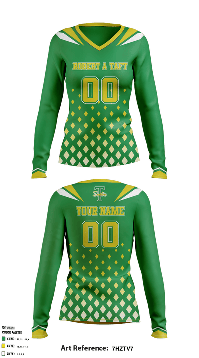 Robert A Taft Information Technology High School Volleyball 73542738 Women's Long Sleeve V-neck Shirt - 1