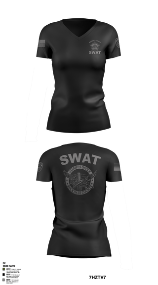 Women's Short Sleeve Vneck Shirt, RCSO Fugitive Unit, Police, Teamtime, Team time, sublimation, custom sports apparel, team uniforms, spirit wear, spiritwear, sports uniforms, custom shirts, team store, custom team store, fundraiser sports, apparel fundraiser
