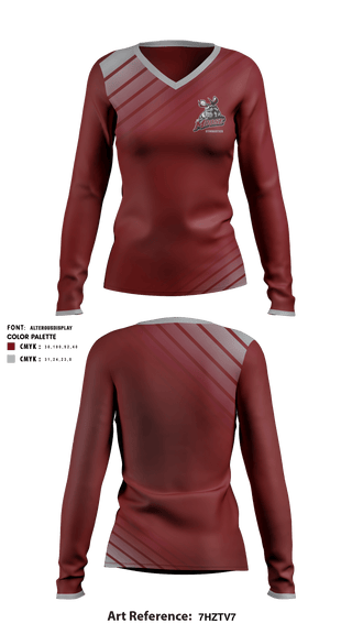 Women's Long Sleeve Vneck Shirt, Alamosa High School Gymnastics, School Spirit Store, Teamtime, Team time, sublimation, custom sports apparel, team uniforms, spirit wear, spiritwear, sports uniforms, custom shirts, team store, custom team store, fundraiser sports, apparel fundraiser