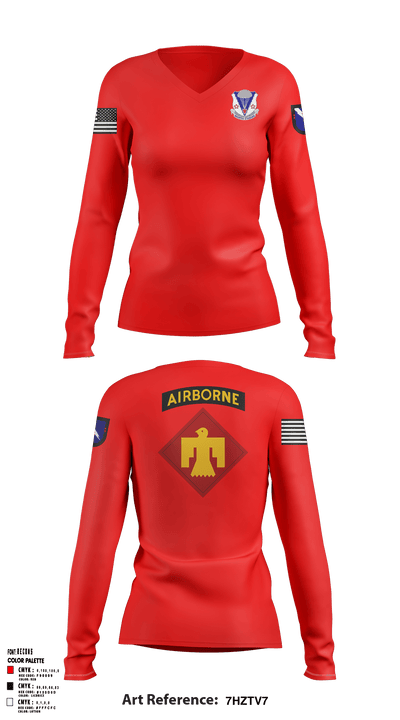 2-134 airborne 60941653 Women's Long Sleeve V-neck Shirt - 1