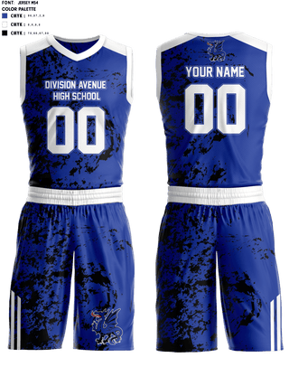 Basketball Uniform, Division Avenue High School Basketball, Men's Basketball, Teamtime, Team time, sublimation, custom sports apparel, team uniforms, spirit wear, spiritwear, sports uniforms, custom shirts, team store, custom team store, fundraiser sports, apparel fundraiser